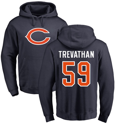 Chicago Bears Men Navy Blue Danny Trevathan Name and Number Logo NFL Football 59 Pullover Hoodie Sweatshirts